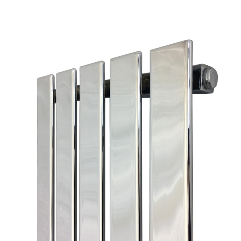 360mm (w) x 1250mm (h) Corwen Chrome Flat Panel Vertical Radiator - Close up