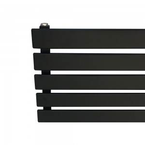 1250mm (w) x 360mm (h) "Corwen" Black Flat Panel Horizontal Radiator (5 Sections)