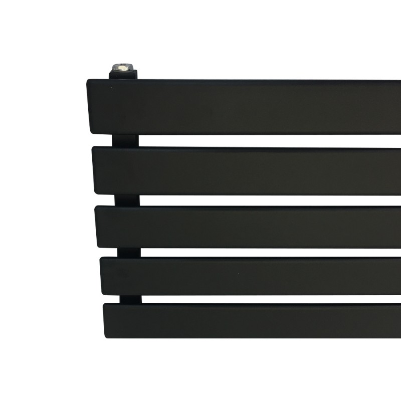 1250mm (w) x 360mm (h) Corwen Black Horizontal Radiator - Close up