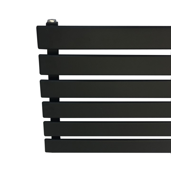 1250mm (w) x 440mm (h) Corwen Black Horizontal Radiator - Close up