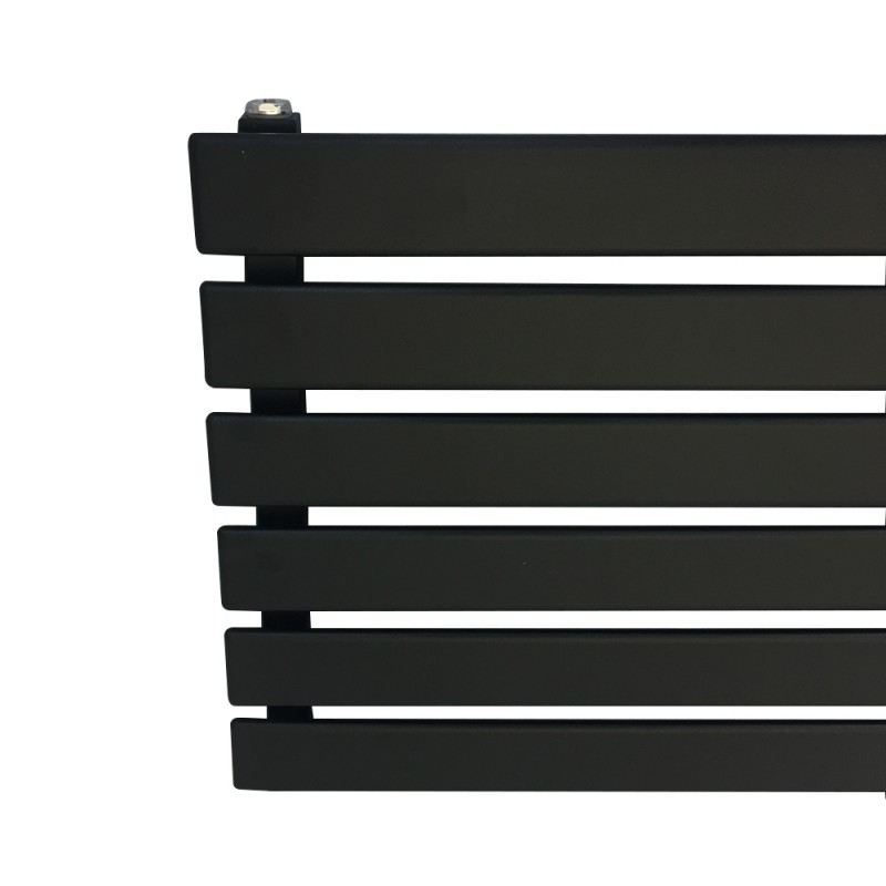 1850mm (w) x 440mm (h) Corwen Black Horizontal Radiator - Close up