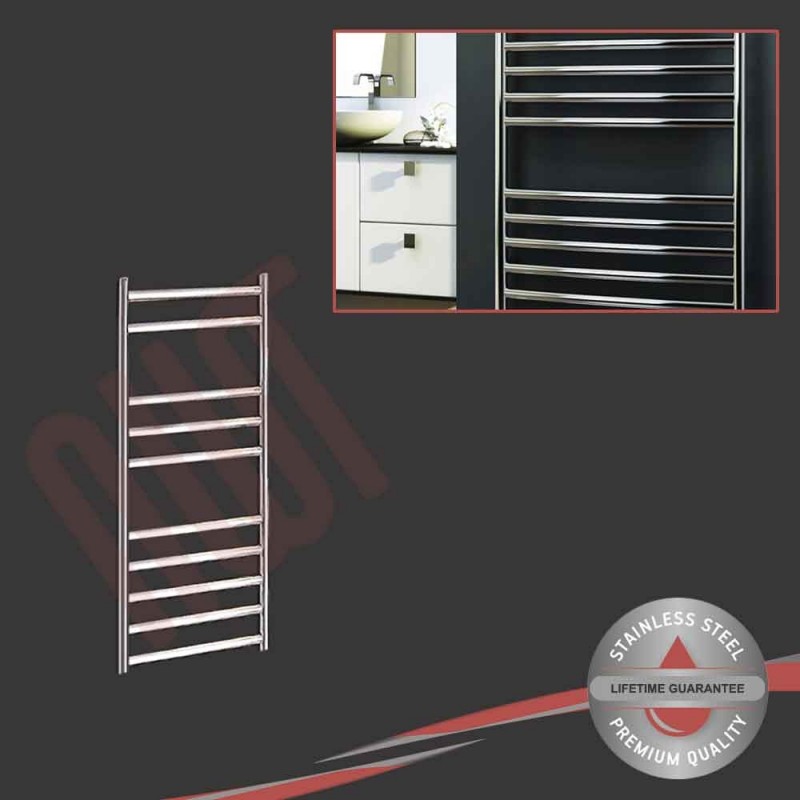 350mm (w) x 800mm (h) Polished Stainless Steel Towel Rail