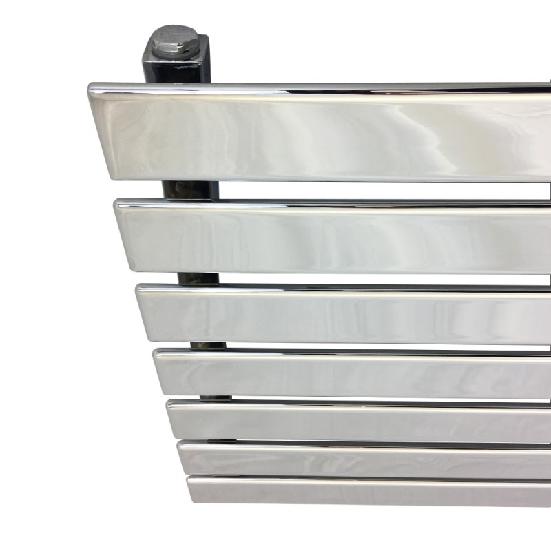 1250mm (w) x 516mm (h) Corwen Chrome Horizontal Radiator - Close up