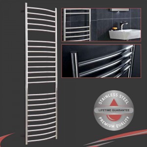 500mm (w) x 1500mm (h) Polished Curved "Stainless Steel" Towel Rail