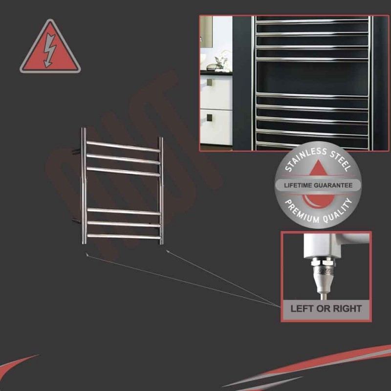 350mm (w) x 430mm (h) Electric Stainless Steel Towel Rail (Single Heat or Thermostatic Option)
