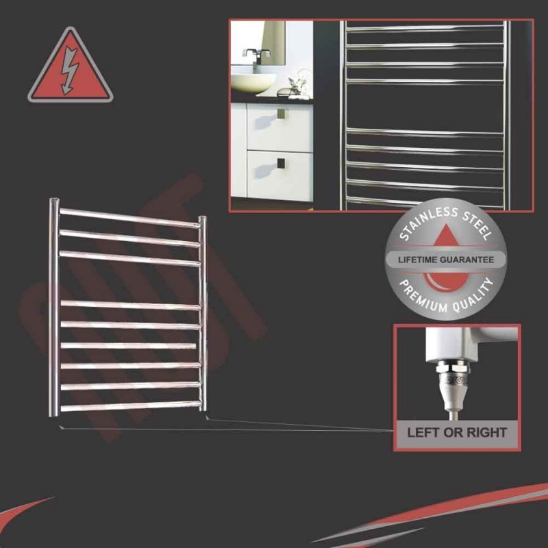600mm (w) x 600mm (h) Electric Stainless Steel Towel Rail (Single Heat or Thermostatic Option)