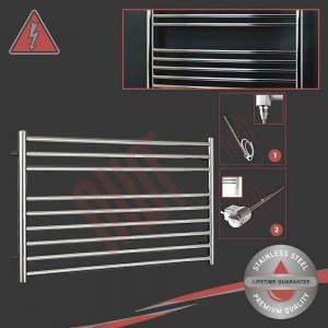 1200mm (w) x 600mm (h) Electric Polished "Stainless Steel" Towel Rail (Single Heat or Thermostatic Option)
