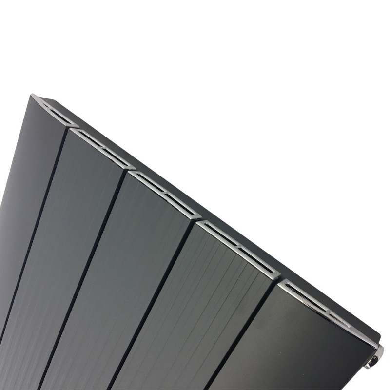 470mm (w) x 1800mm (h) "Cariad" Single Panel Anthracite Vertical Aluminium Radiator (5 Extrusions) - Close up