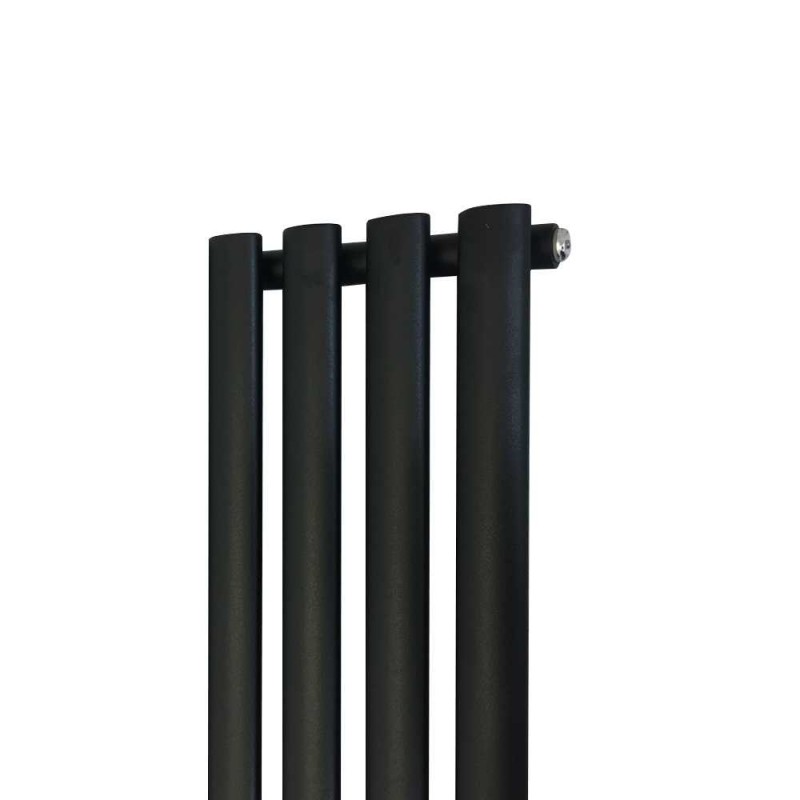 280mm (w) x 1800mm (h) Brecon Black Oval Tube Vertical Radiator (4 Sections)