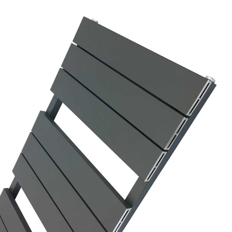 500mm (w) x 1200mm (h) "Flow" Anthracite Single Aluminium Towel Rail (13 Extrusions) - Close up