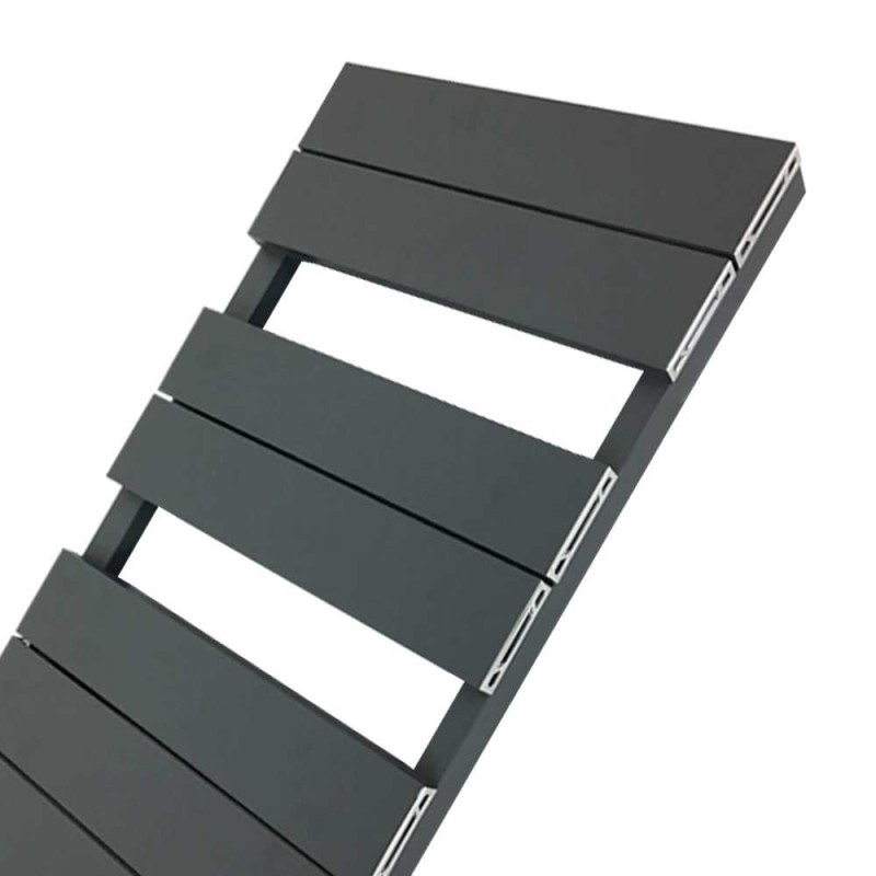 500mm (w) x 800mm (h) "Flow" Anthracite Single Aluminium Towel Rail (7 Extrusions) - Close up