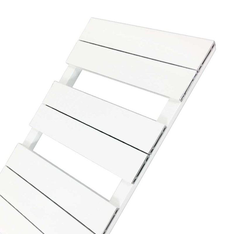 500mm (w) x 800mm (h) "Flow" White Single Aluminium Towel Rail (7 Extrusions) - Close up