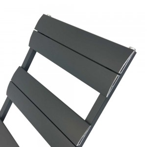500mm (w) x 1000mm (h) "Wave" Anthracite Single Aluminium Towel Rail (8 Extrusions) - Close up