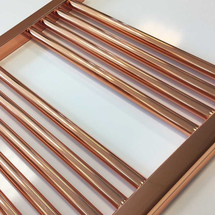 500mm (w)  x 1600mm (h) "Straight Copper" Designer Towel Rail - Closeup