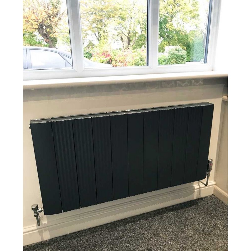 1030mm (w) x 500mm (h) "Cariad" Double Panel Anthracite Horizontal Aluminium Radiator (22 Extrusions)