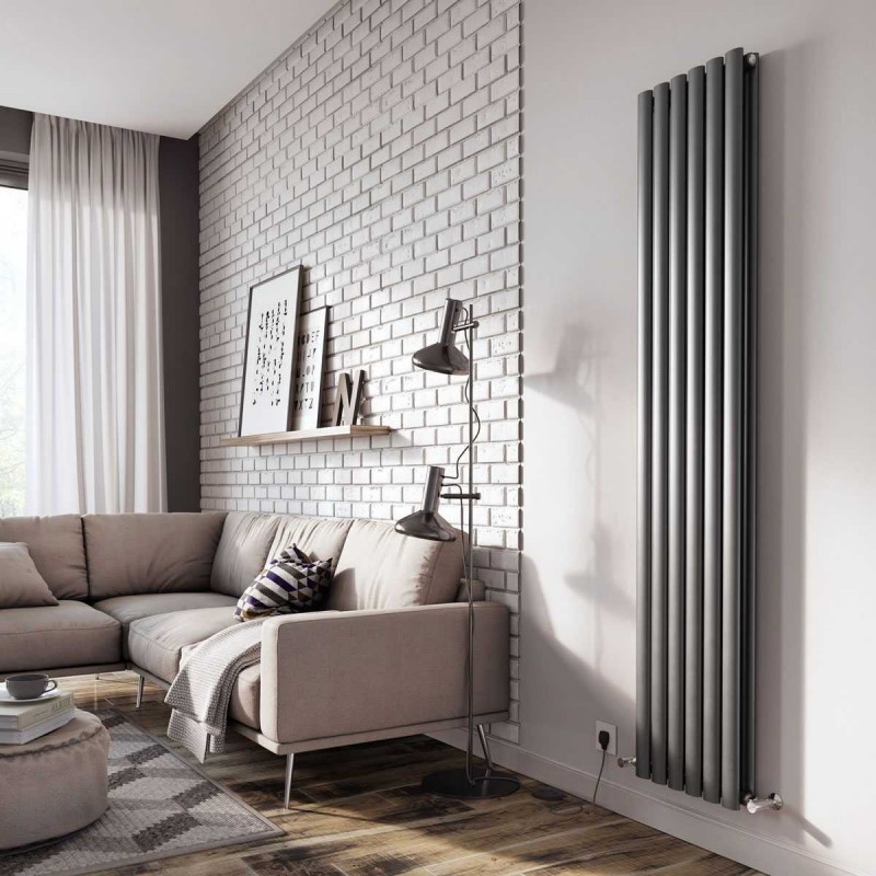 Ultraheat "Sofi" Anthracite Single & Double Oval Tube Vertical Radiators (13 Sizes)