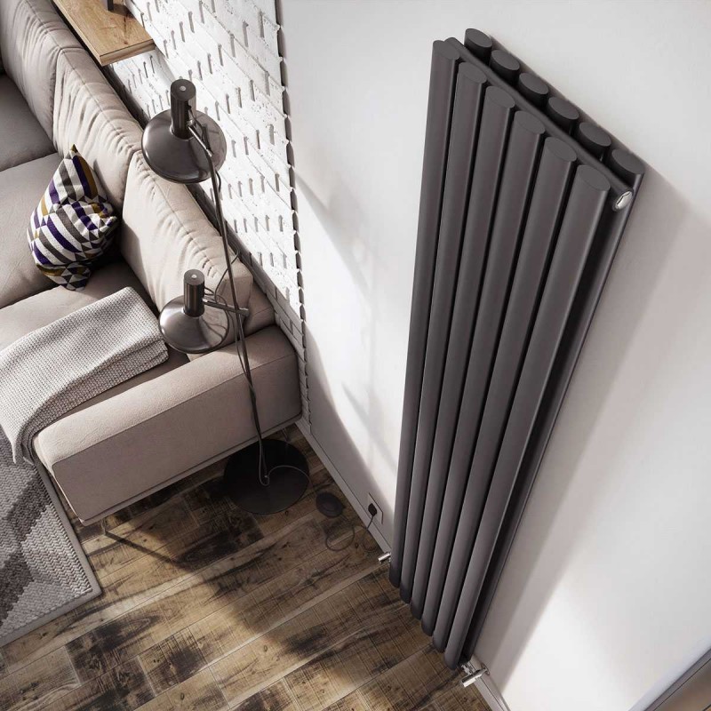 Ultraheat "Sofi" Anthracite Single & Double Oval Tube Vertical Radiators (13 Sizes)