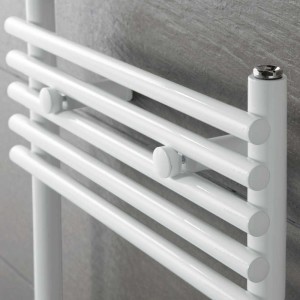Ultraheat "Windsor" White Tube on Tube Designer Heated Towel Rails (3 Sizes) - Close up