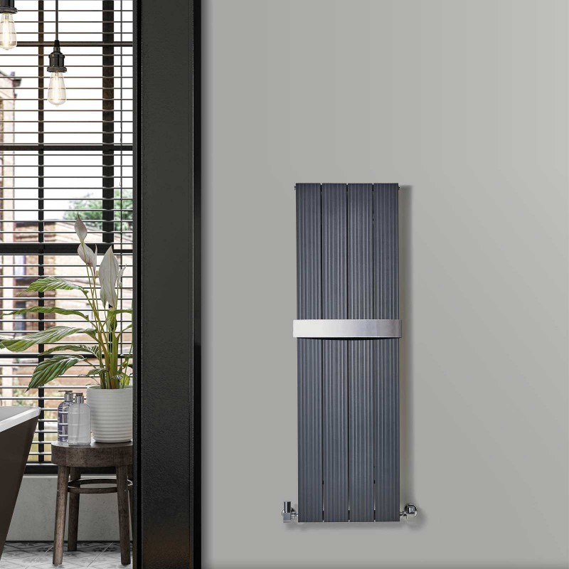 375mm (w) x 1200mm (h) "Newborough" Anthracite  Aluminium Radiator