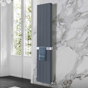 375mm (w) x 1800mm (h) Newborough Anthracite Vertical Double Panel Aluminium Radiator (4 Extrusions)