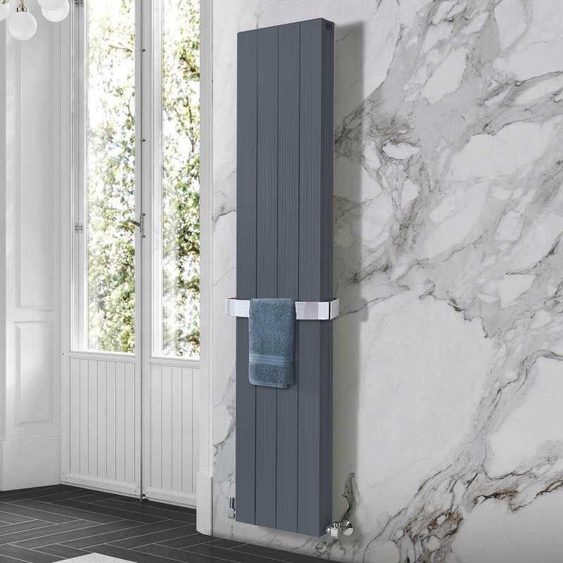 375mm (w) x 1800mm (h) "Newborough" Anthracite Double Aluminium Radiator