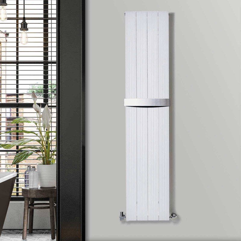 375mm (w) x 1800mm (h) "Newborough" White Aluminium Radiator