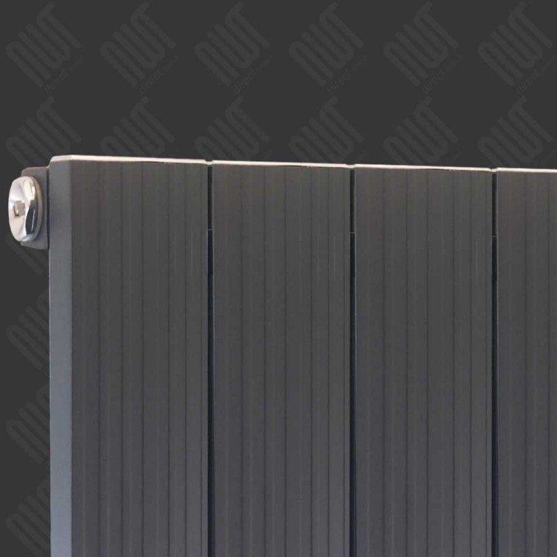 375mm (w) x 1200mm (h) "Newborough" Anthracite  Aluminium Radiator - Close up