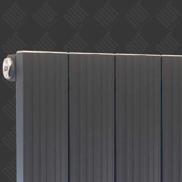 375mm (w) x 1800mm (h) "Newborough" Anthracite Aluminium Radiator - Close up