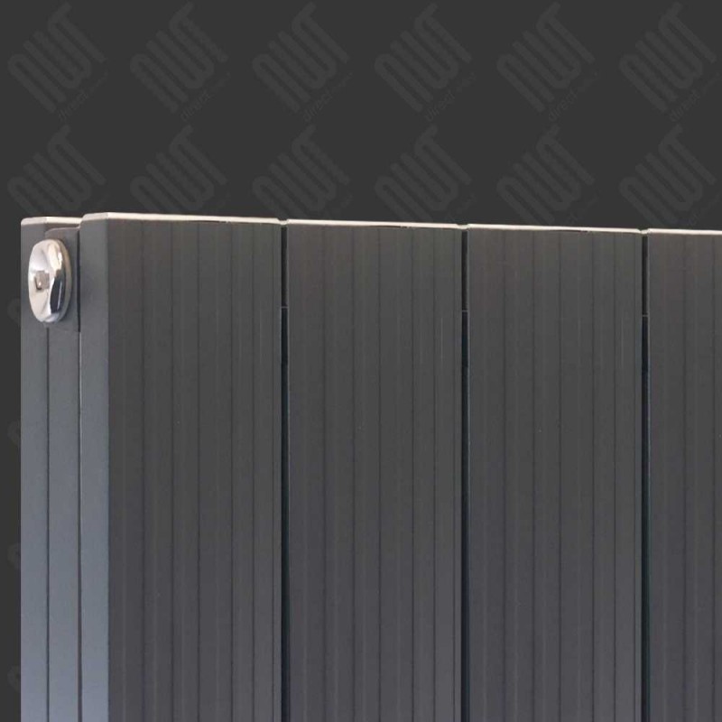 375mm (w) x 1800mm (h) "Newborough" Anthracite Double Aluminium Radiator - Close up