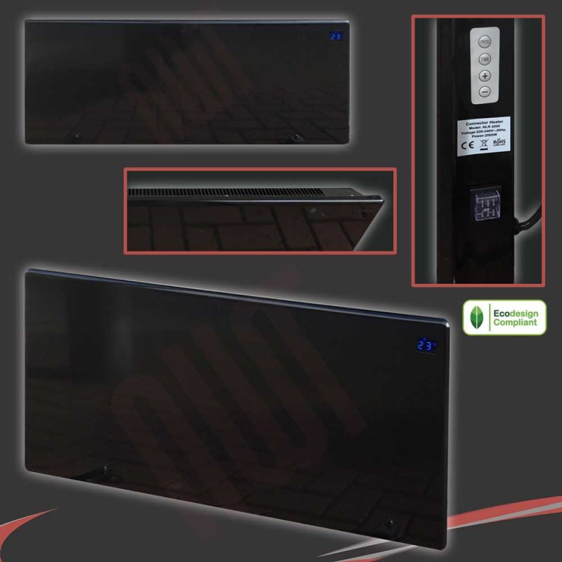 2000w "Nova Live R" Silver Electric Panel Heater - 940mm(w) x 400mm(h)
