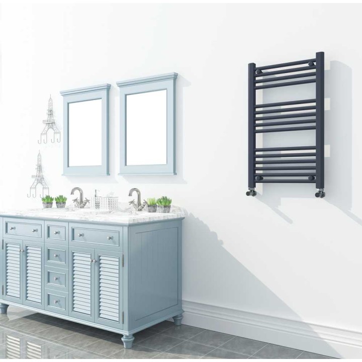 500mm (w) x 800mm (h) "Straight Anthracite" Designer Towel Rail