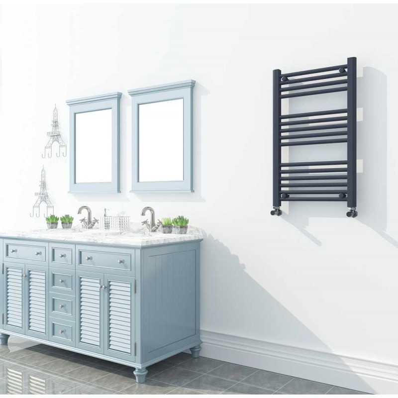 600mm (w) x 800mm (h) "Straight Anthracite" Designer Towel Rail