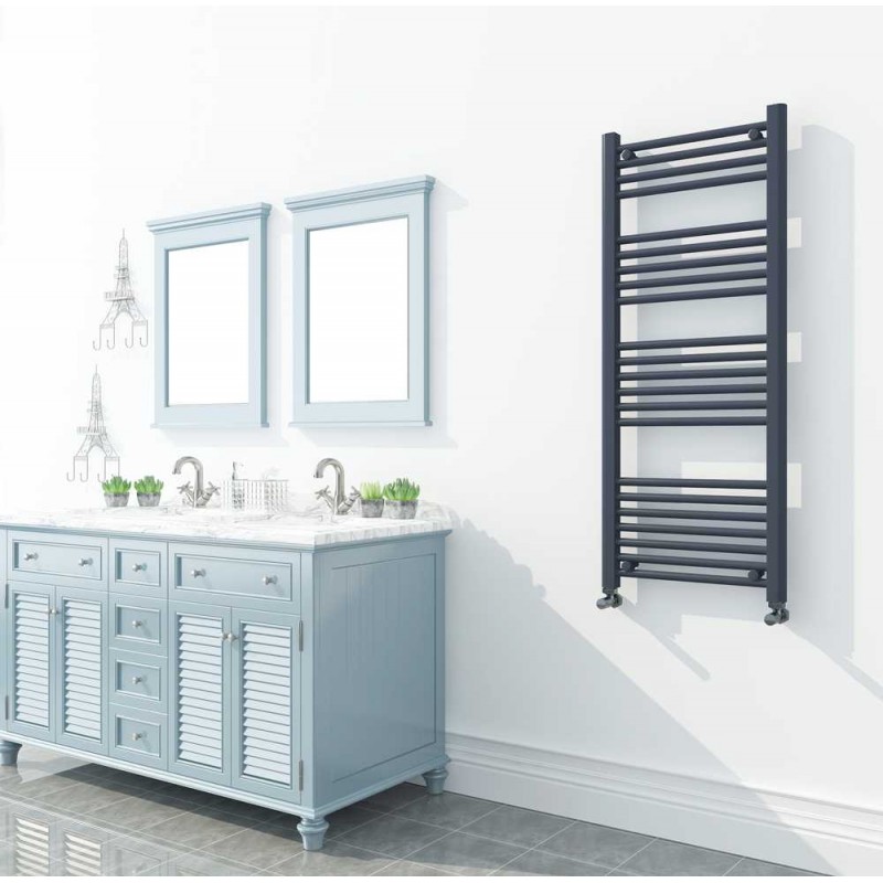 500mm (w) x 1200mm (h) "Straight Anthracite" Designer Towel Rail