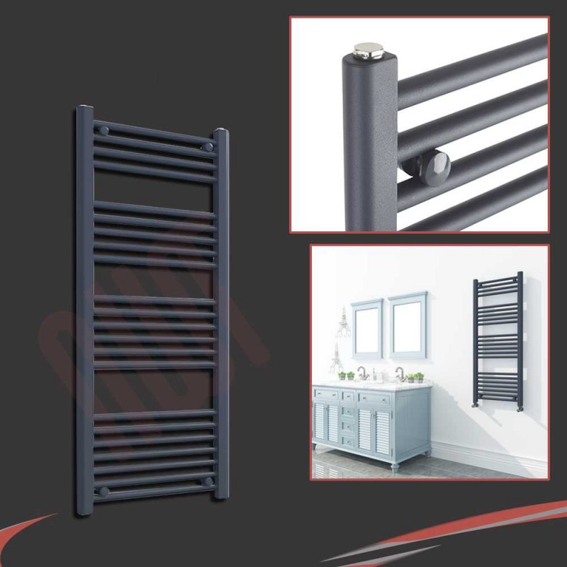 500mm (w) x 1200mm (h) "Straight Anthracite" Designer Towel Rail