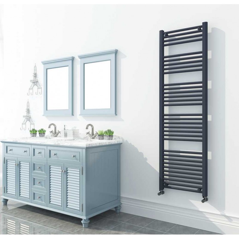 500mm (w) x 1600mm (h) "Straight Anthracite" Designer Towel Rail