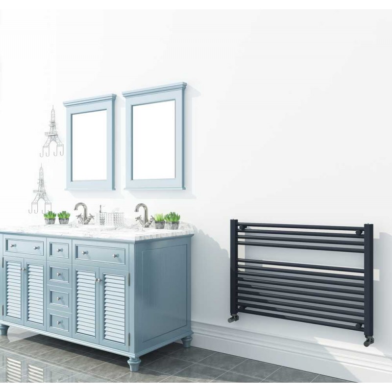 900mm (w) x 600mm (h) "Straight Anthracite" Designer Towel Rail