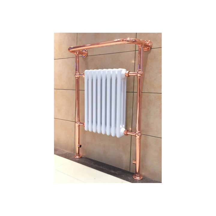 673mm (w) x 963mm (h) "Old Colwyn" Copper & White Traditional Floor Standing Towel Rail Radiator