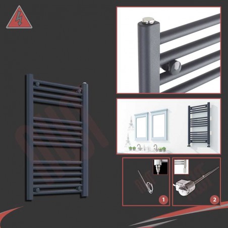 400mm (w) x 800mm (h) Electric "Anthracite" Towel Rail (Single Heat or Thermostatic Option)