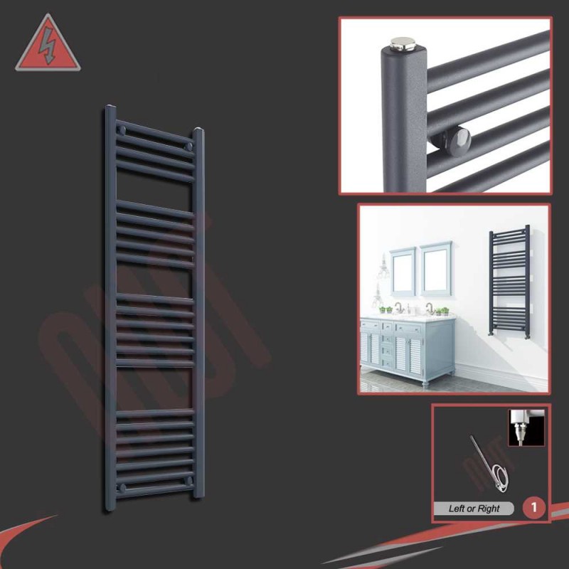300mm (w) x 1200mm (h) Electric "Anthracite" Towel Rail (Single Heat or Thermostatic Option)