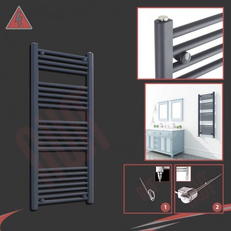 500mm (w) x 1200mm (h) Electric "Anthracite" Towel Rail (Single Heat or Thermostatic Option)