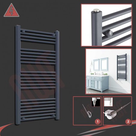 600mm (w) x 1200mm (h) Electric "Anthracite" Towel Rail (Single Heat or Thermostatic Option)