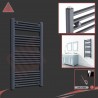 600mm (w) x 1200mm (h) Electric "Anthracite" Towel Rail (Single Heat or Thermostatic Option)