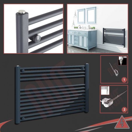 900mm (w) x 600mm (h) Electric "Anthracite" Towel Rail (Single Heat or Thermostatic Option)