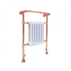 673mm (w) x 963mm (h) "Old Colwyn" Copper & White Traditional Floor Standing Towel Rail Radiator