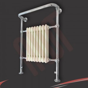 686mm(w) x 952mm(h) "Clematis" Chrome & Cream Traditional Floor Standing Towel Rail Radiator