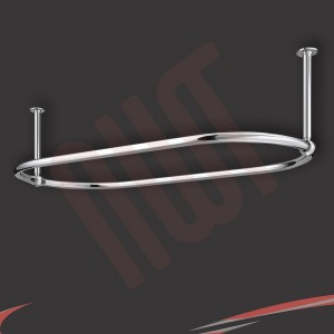 1140mm(w) x 610mm(d) x 340mm(h) "Carbo" Traditional Chrome Ceiling Mounted Shower Curtain Rail & Ceiling Arms