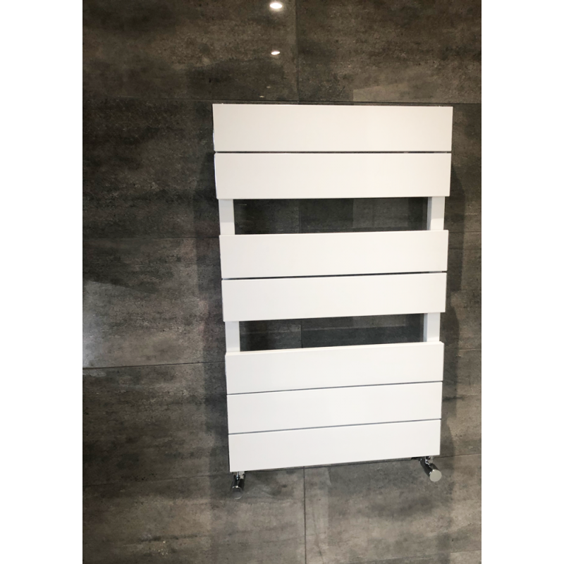 500mm (w) x 800mm (h) "Flow" White Single Aluminium Towel Rail (7 Extrusions)