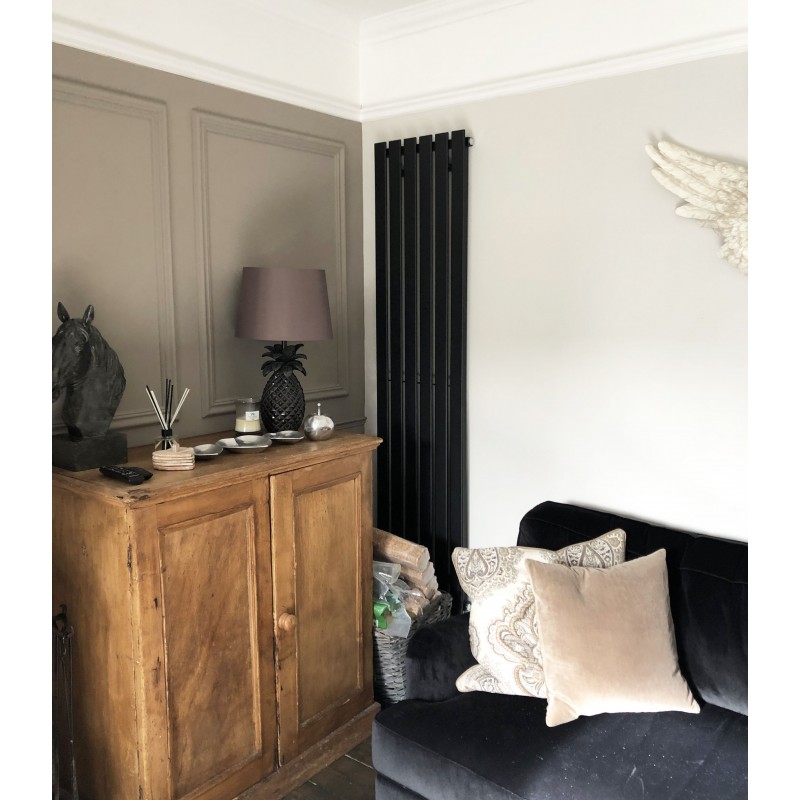 440mm x 1850mm Corwen Black Vertical Radiator