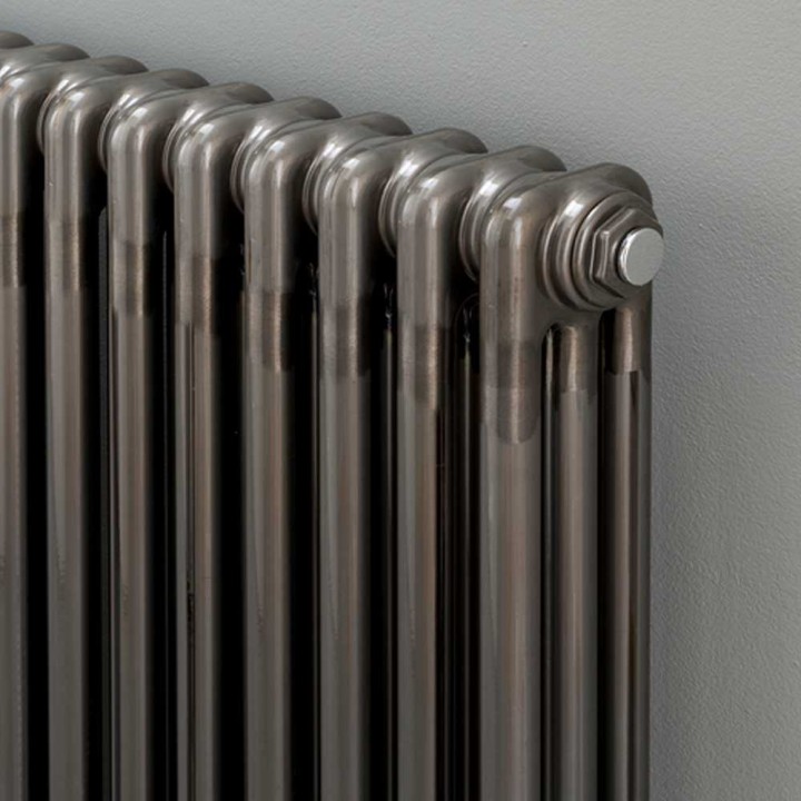 "Korona" 3 Column Bare Metal Lacquered Horizontal Radiators (10 Sizes) + Optional Floor Mounts closeup