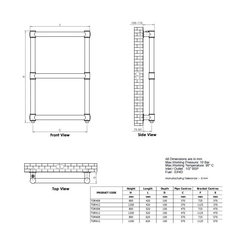 Aeon "Tudor" Designer Polished Stainless Steel Towel Rail